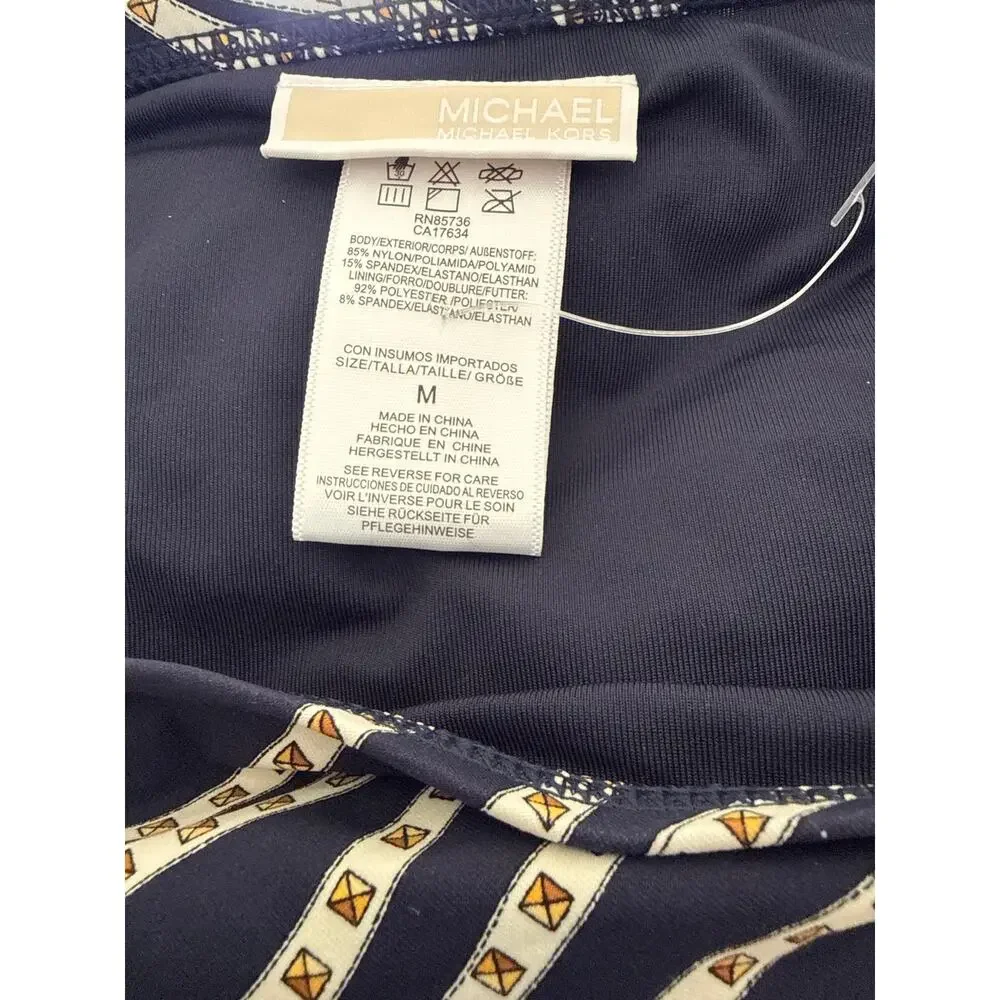 Michael Kors Navy Cream Bikini Bottom M NWOT